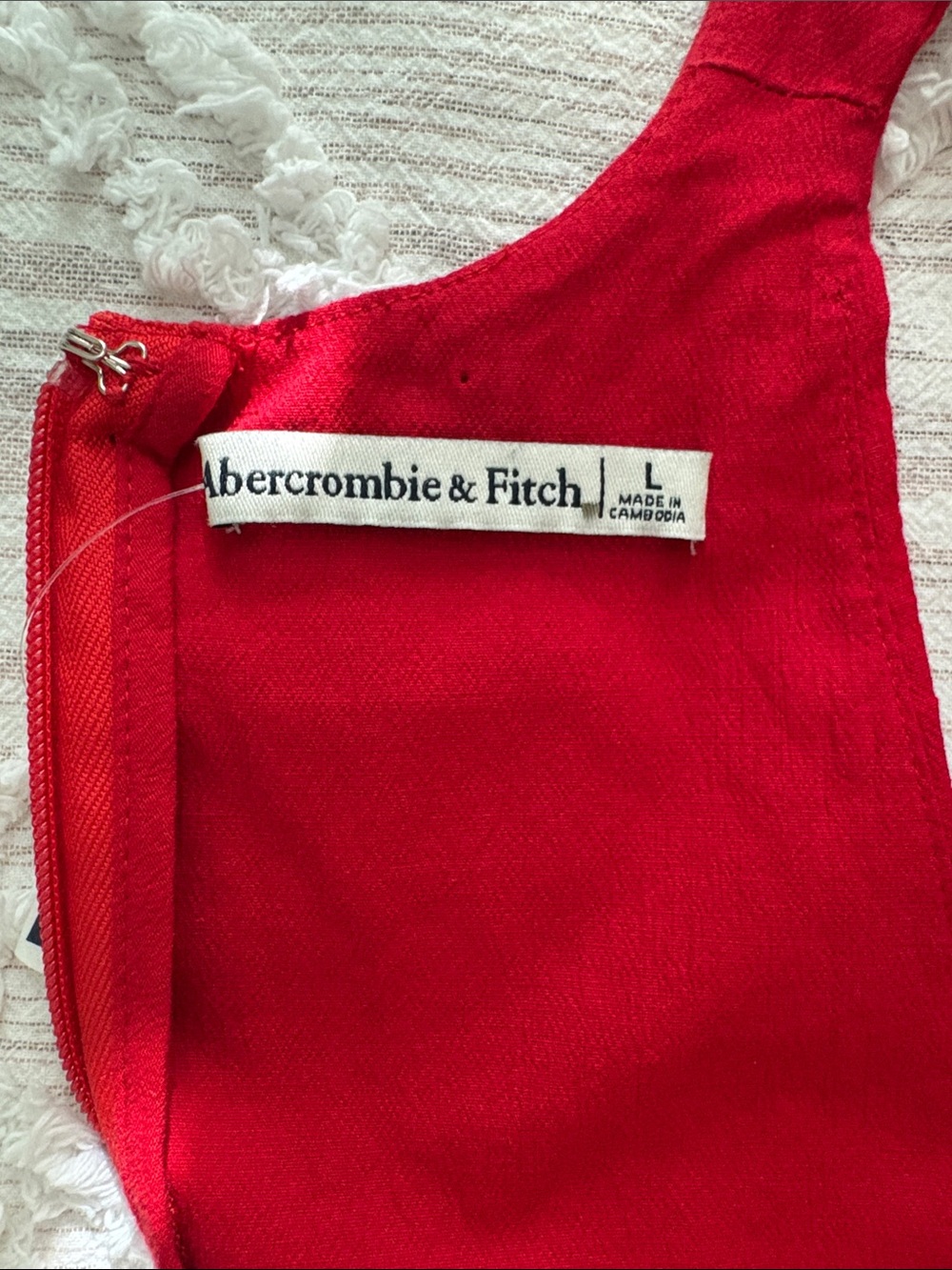 Abercrombie & Fitch Cotton High Neck Drop Waist Sleeveless Maxi Dress Red New L - Picture 11 of 12